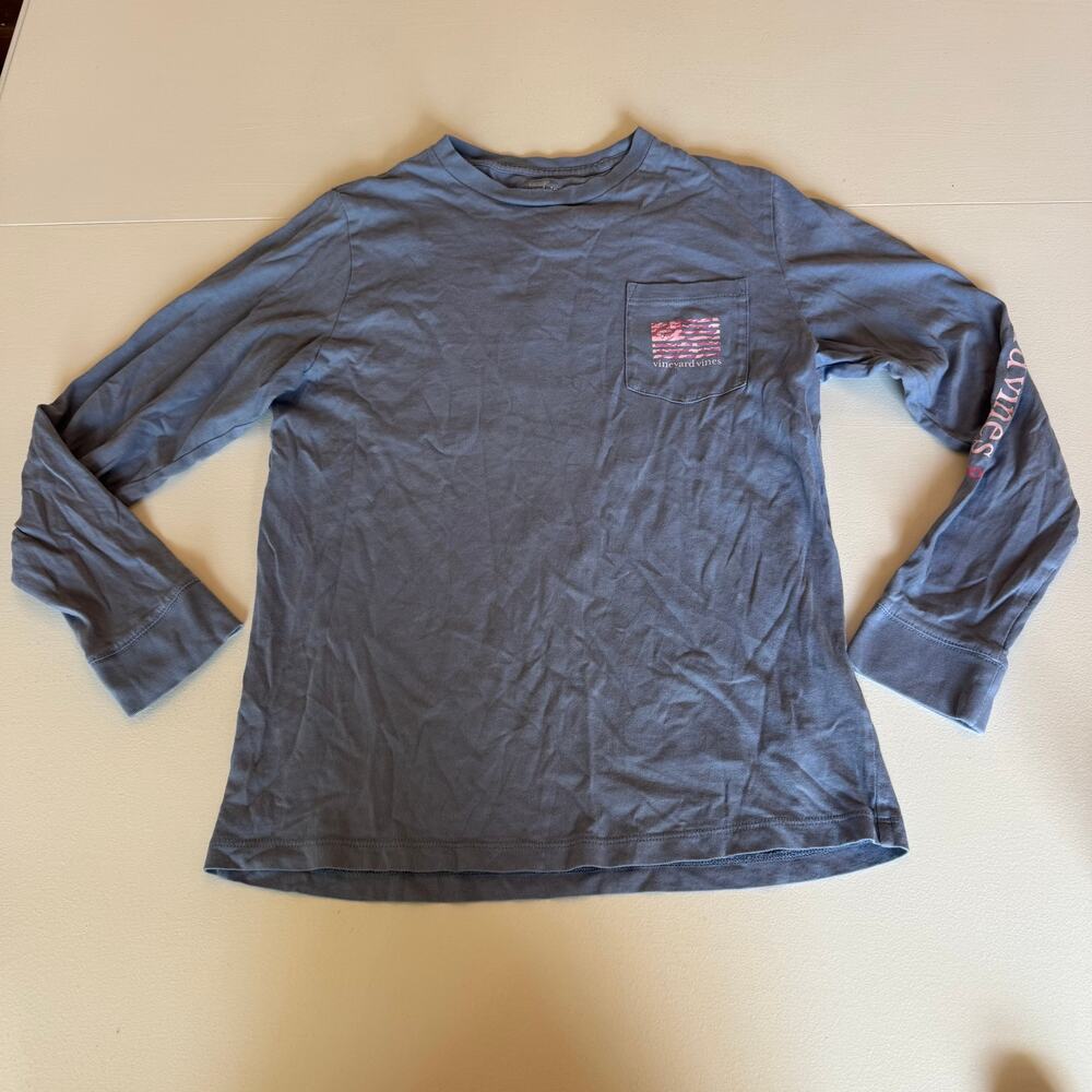 Vineyard Vines Kids Large Breast Cancer Flag Pink Camo Long Sleeve Tee Shirt